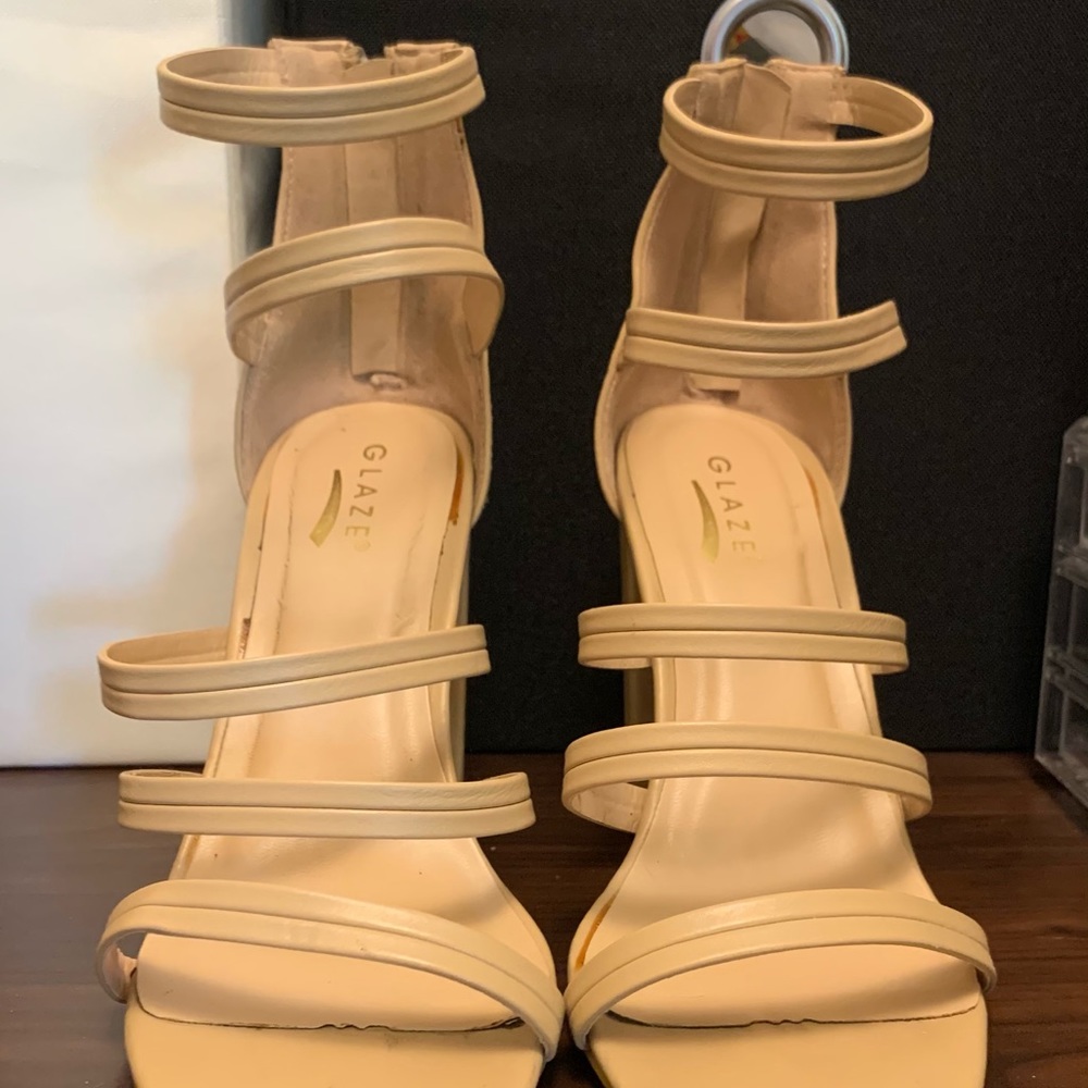 Tan strappy heels!